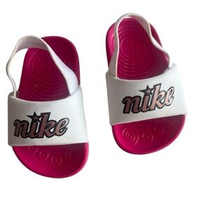 Nike Kids Sandals Pink Slides w/ Back Strap Size 4